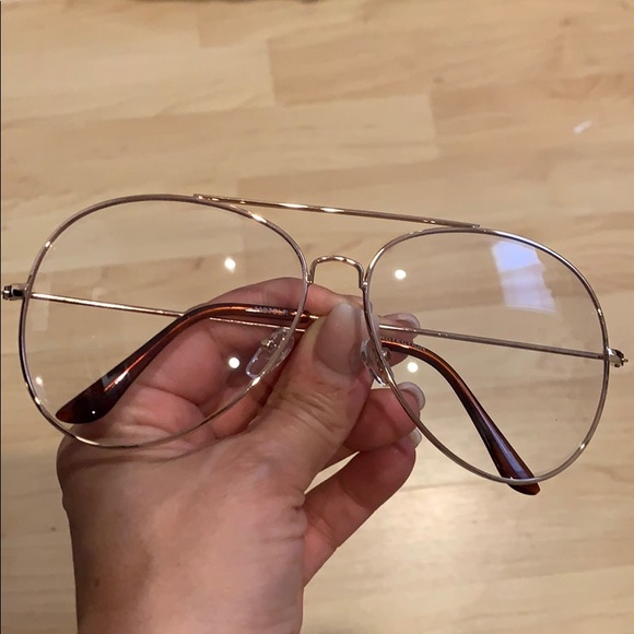 Oversize Aviator Sunglasses Rose Gold Clear Lens - Picture 2 of 8